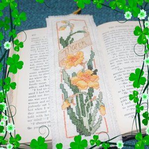 Bookmark MARCH-JONQUIL Hand Stitched Flower of the Month Bookmark